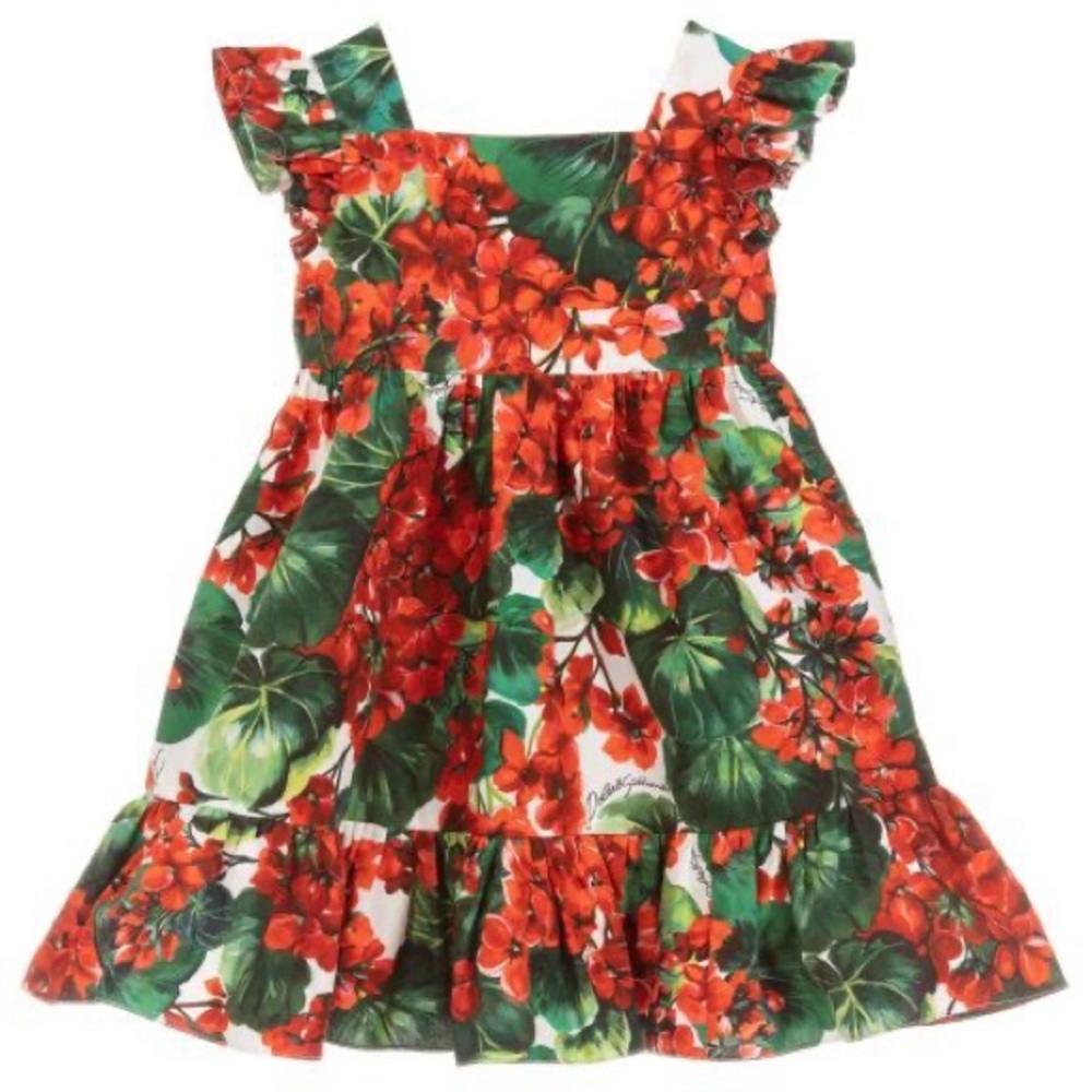 Floral Red and Green Dress